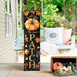 36in Welcome to Our Patch Porch Sign - Front Porch Fall Welcome Sign, Vintage Autumn Decoration, Farmhouse Entryway Porch Decor