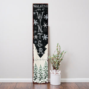 48in "Walking in a Winter Wonderland" Christmas Porch Sign - Front Porch Christmas Welcome Sign, Rustic Modern Farmhouse Entryway Board