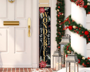 48in Rustic Farmhouse Christmas Porch Sign | 'It's The Most Wonderful Time of The Year' |  Front Porch Welcome Sign | Holiday Entryway Decor