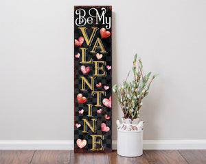 Rustic Modern Farmhouse Entryway Board - 36in 'Be My Valentine' Valentine's Day Porch Sign, Front Porch Valentine's Welcome Sign