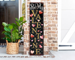 Rustic Modern Farmhouse Entryway Board - 36in 'Be My Valentine' Valentine's Day Porch Sign, Front Porch Valentine's Welcome Sign