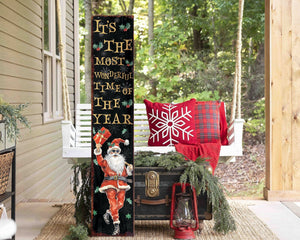 Rustic Farmhouse Christmas Porch Sign - 'It's The Most Wonderful Time of The Year' 48in Front Porch Welcome Sign - Holiday Entryway Decor