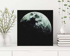 12in Half Moon Canvas Wall Art, Moon Wall Decor, Full Moon Canvas Printing, Moon Square Canvas Wall Art, Modern Living Room Decor