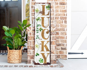 36-Inch Rustic Modern Farmhouse Entryway St. Patrick's Day 'So Very Lucky' Sign for Front Porch, St.Patrick's Outdoor Decor for Front Door