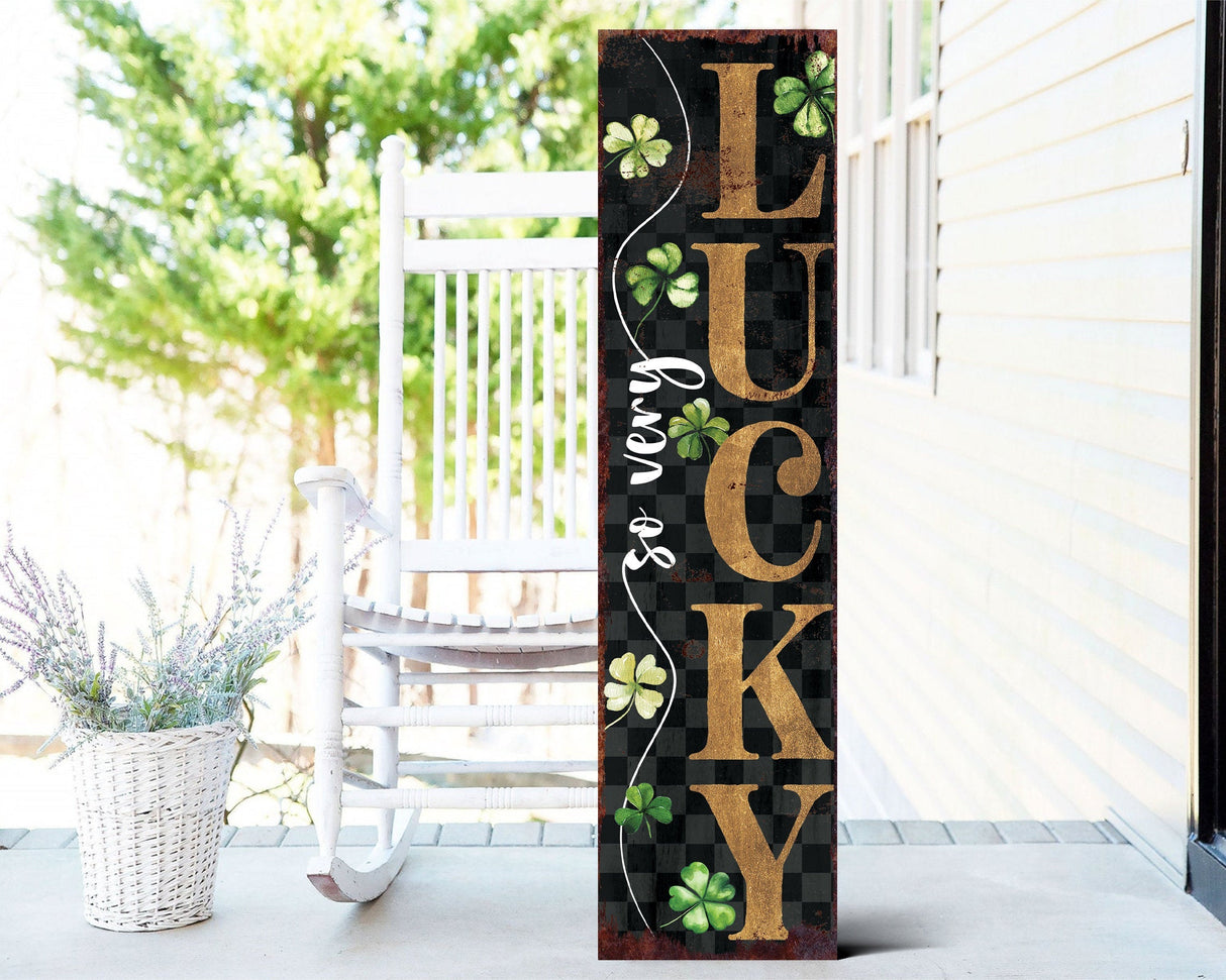 36in  St. Patrick's Day 'So Very Lucky' Sign for Front Porch, Green St.Patrick's Decor for Front Door