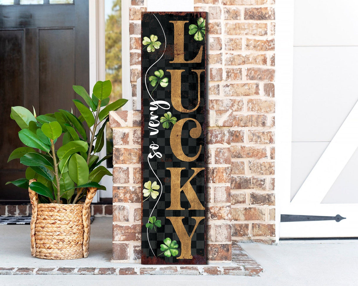 36in  St. Patrick's Day 'So Very Lucky' Sign for Front Porch, Green St.Patrick's Decor for Front Door