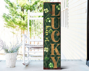 36-Inch Rustic Modern Farmhouse Entryway St. Patrick's Day 'So Very Lucky' Sign for Front Porch, Green St.Patrick's Decor for Front Door