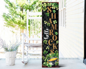 36in St. Patrick's Day "Hello Shamrocks" Sign for Front Porch, St.Patrick's Decor for Entryway, Mantle, Living Room, Kitchen, Porch Decor