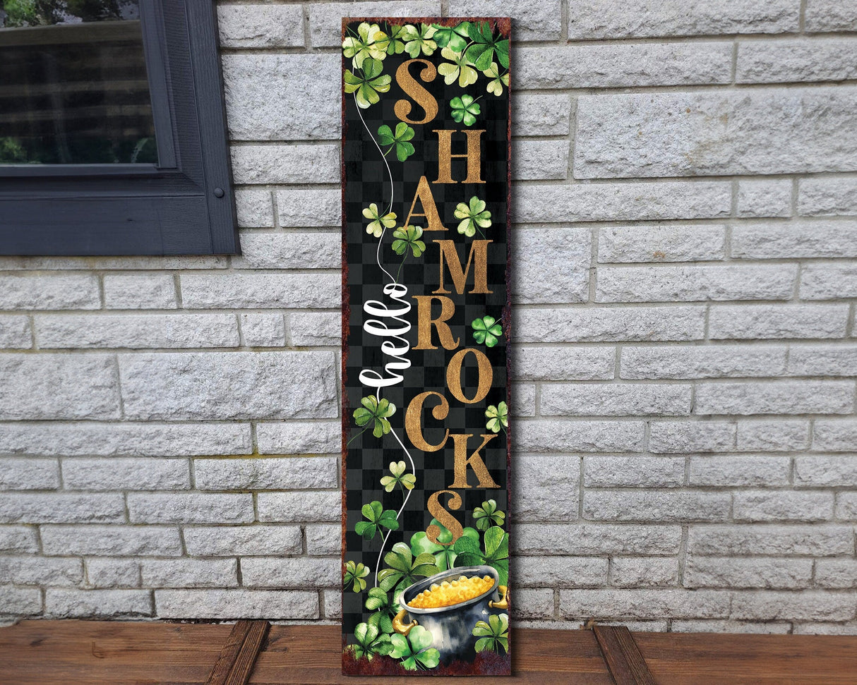 36in St. Patrick's Day "Hello Shamrocks" Sign for Front Porch, St.Patrick's Decor for Entryway, Mantle, Living Room, Kitchen, Porch Decor