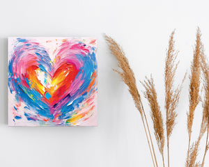 12in Oil Painting Style of a Heart Valentine__ Day UV Print Wall Art, Wall Canvas Printing, Living Room Decor