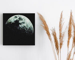 12in Half Moon Canvas Wall Art, Moon Wall Decor, Full Moon Canvas Printing, Moon Square Canvas Wall Art, Modern Living Room Decor