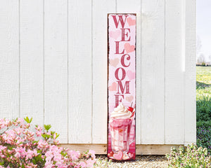 48in ‘Welcome To Drink Sugar Coffee’ Valentine’s Day Porch Sign | Front Porch Valentine’s Welcome Sign | Romantic Entryway Decor