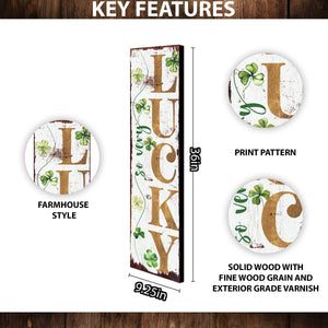 36-Inch Rustic Modern Farmhouse Entryway St. Patrick's Day 'So Very Lucky' Sign for Front Porch, St.Patrick's Outdoor Decor for Front Door