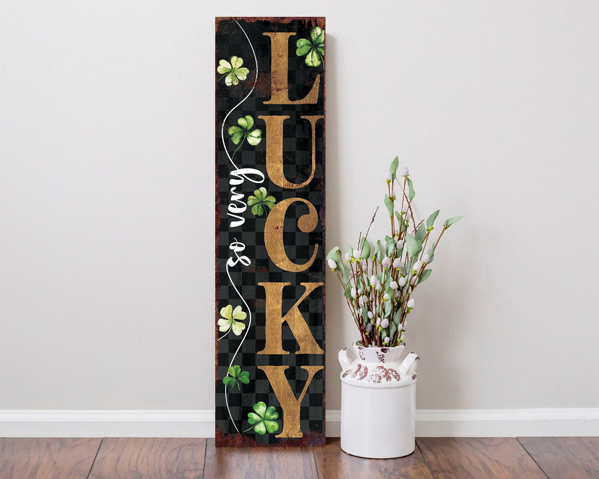 36in  St. Patrick's Day 'So Very Lucky' Sign for Front Porch, Green St.Patrick's Decor for Front Door
