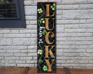 36in  St. Patrick's Day 'So Very Lucky' Sign for Front Porch, Green St.Patrick's Decor for Front Door