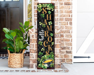 36in St. Patrick's Day "Hello Shamrocks" Sign for Front Porch, St.Patrick's Decor for Entryway, Mantle, Living Room, Kitchen, Porch Decor