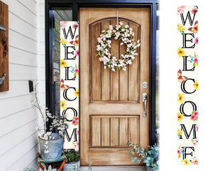 72in Spring Welcome Wooden Porch Sign, Front Door Decor, Indoor and Outdoor Home Decor