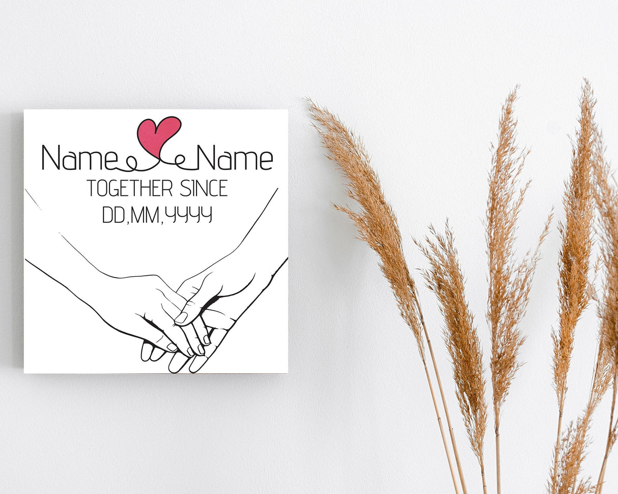 12in Valentine's Day Gift | Personalized Minimalist Line Drawing Holding Hands | Gift for Her, Him