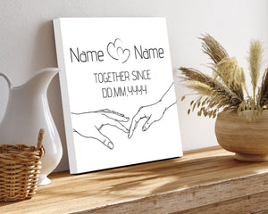 12in Valentine's Day Gift | Personalized Minimalist Line Drawing Holding Hands | Gift for Her, Him, Couples