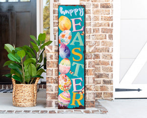 36in Rustic Modern Farmhouse 'Happy Easter' Sign for Front Porch | Easter Outdoor Decor for Front Door