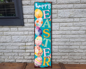 36in Rustic Modern Farmhouse 'Happy Easter' Sign for Front Porch | Easter Outdoor Decor for Front Door