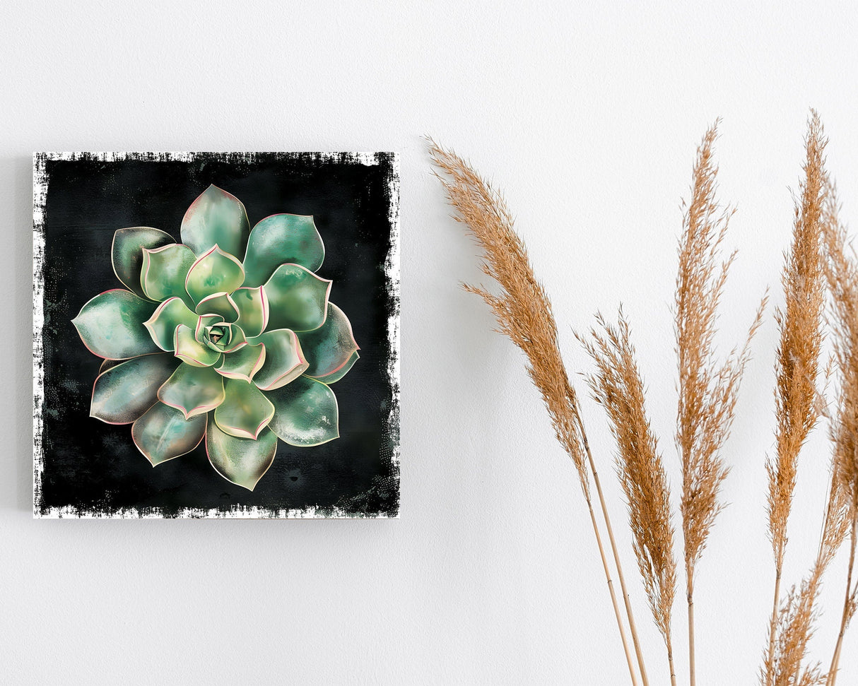 12in Spring Canvas Sign with Succulent Design | Spring Wall Decor, Rustic Farmhouse Wall Decor, Canvas Print Home Decor