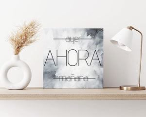 12in 'Ayer Ahora Maana' Modern Farmhouse Canvas Wall Art, Wall Canvas Printing, Living Room Home Decor