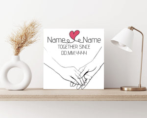 12in Valentine's Day Gift | Personalized Minimalist Line Drawing Holding Hands | Gift for Her, Him