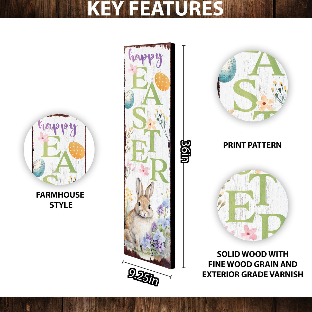 Happy Easter Porch Sign Entryway Decor | Uv Print | Front Porch Plaque | Seasonal Home Decor | 3 Sizes