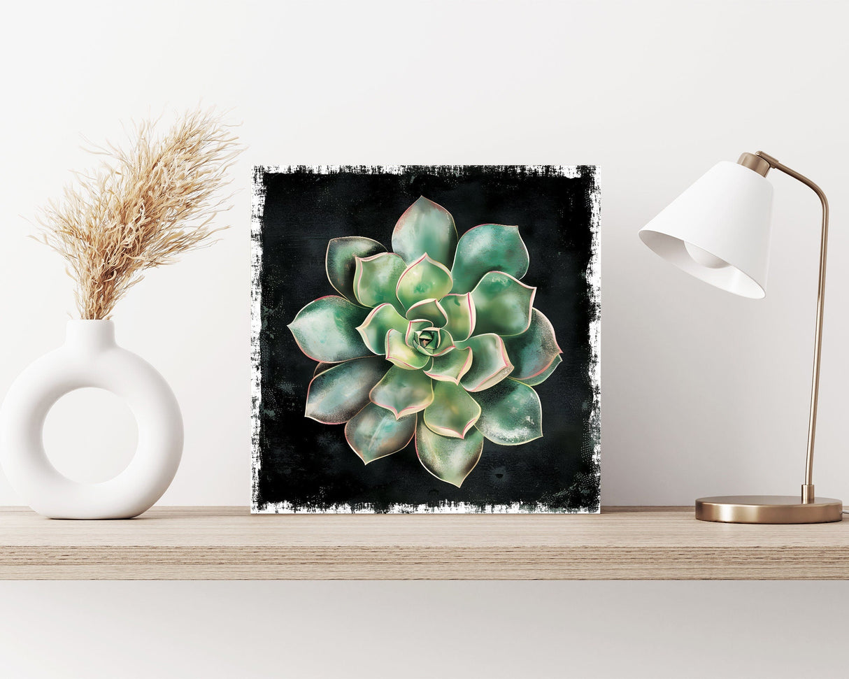 12in Spring Canvas Sign with Succulent Design | Spring Wall Decor, Rustic Farmhouse Wall Decor, Canvas Print Home Decor