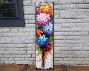 36in  Hydrangeas Porch Sign | Oil Paint Style Spring Floral Home Decor | Perfect for Living Room, Entryway, Mantle, Porch| UV Print