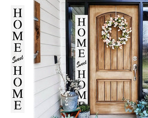 72in White Home Sweet Home Sign | Rustic Wood Front Door Decor | Farmhouse Porch Sign Decorations | Patio Decor | Wooden Decor
