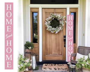 72in Pink Home Sweet Home Sign | Rustic Wood Front Door Decor | Farmhouse Porch Sign Decorations | Patio Decor | Wooden Decor