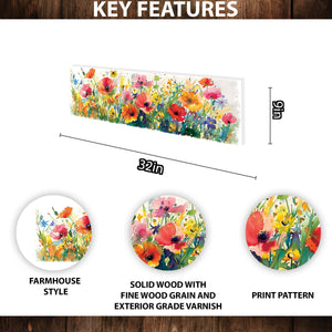 32in Spring Watercolor Style Wildflower Wall Sign | Perfect for Living Room, Entryway, Mantle, Kitchen, Porch, Wall Plaque