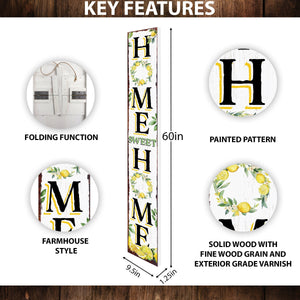 60in Lemon Summer Home Sweet Home Porch Sign | Rustic Wooden Front Door Decor | Outdoor Farmhouse Patio Display Board