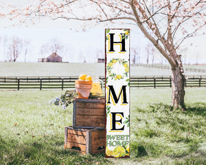 48in Lemon Summer Home Sweet Home Porch Sign | Rustic Wooden Front Door Decor | Outdoor Farmhouse Patio Display Board