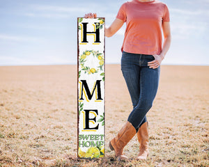 48in Lemon Summer Home Sweet Home Porch Sign | Rustic Wooden Front Door Decor | Outdoor Farmhouse Patio Display Board