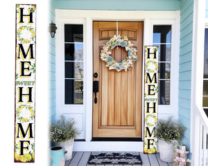 72in Lemon Summer Home Sweet Home Porch Sign | Rustic Wooden Front Door Decor | Outdoor Farmhouse Patio Display Board
