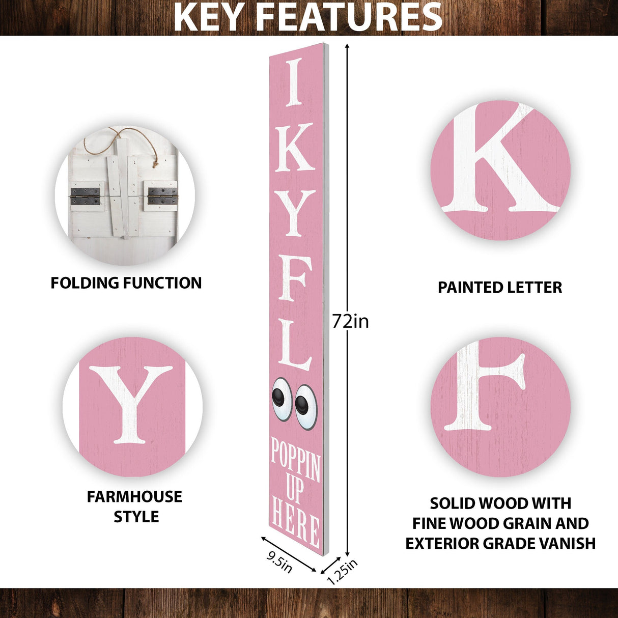 72-Inch Everyday Humor IKYFL Porch Sign | Rustic Farmhouse Outdoor Entryway Display | Front Door Wall Decor | Pink