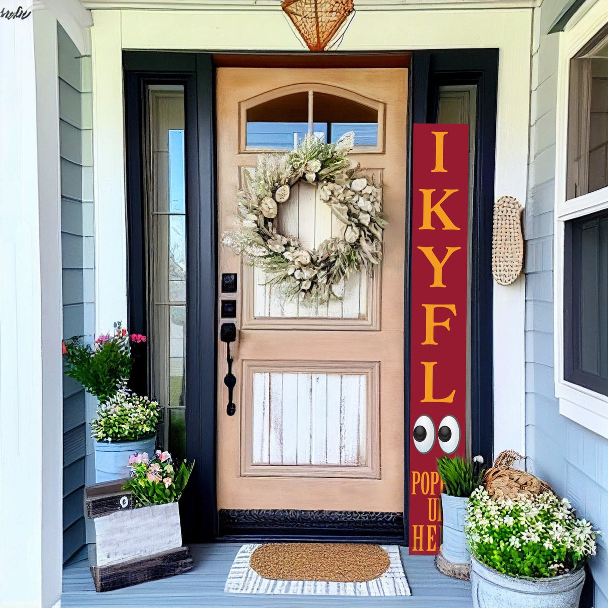 72-Inch Everyday Humor IKYFL Porch Sign | Rustic Farmhouse Outdoor Entryway Display | Front Door Wall Decor | Heat Red