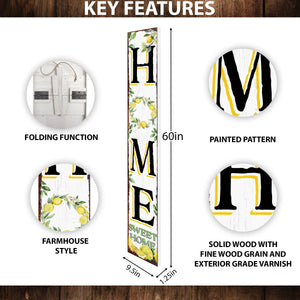 60in Lemon Summer Home Sweet Home Porch Sign | Rustic Wooden Front Door Decor | Outdoor Farmhouse Patio Display Decor