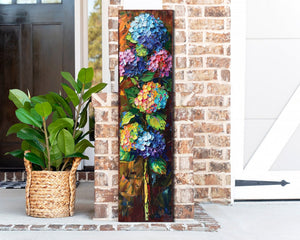 36in Oil Paint Style Hydrangeas Spring Porch Sign | UV Print |  Floral Home Decor | Perfect for Living Room, Entryway, Mantle, Porch