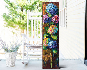 36in Oil Paint Style Hydrangeas Spring Porch Sign | UV Print |  Floral Home Decor | Perfect for Living Room, Entryway, Mantle, Porch