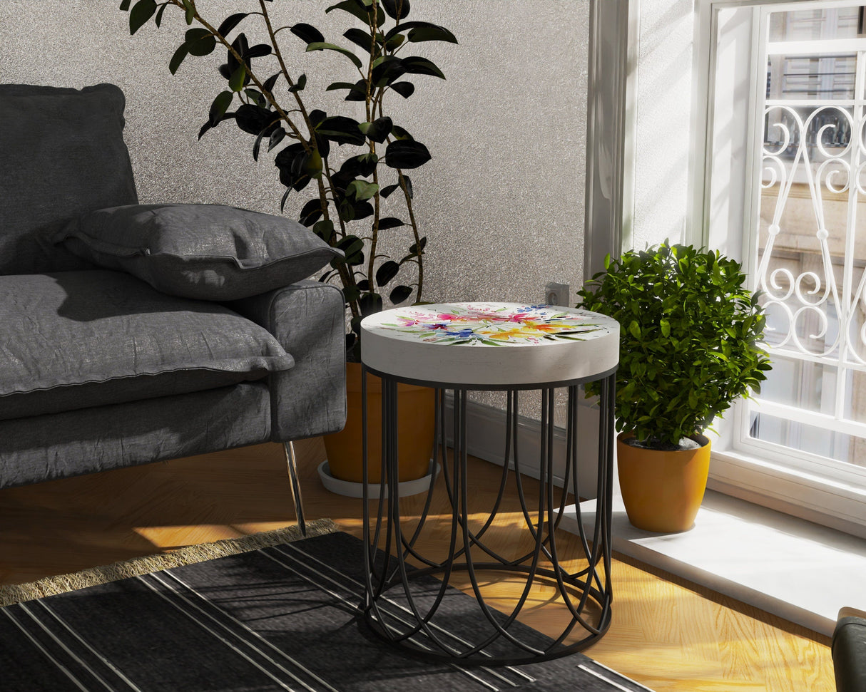 Watercolor Fireweed Accent Table- 9 Patterns