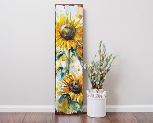 36-inch Summer Oil Sunflower Porch Sign | Rustic Farmhouse Decor for Door, Wall, Outdoor Entryway Decor | UV Protected & Sealed