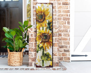 36-inch Summer Oil Sunflower Porch Sign | Rustic Farmhouse Decor for Door, Wall, Outdoor Entryway Foyer Decor | UV Protected & Sealed