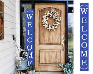 72in Navy Outdoor Welcome Sign | Rustic Sign | Front Door, Entryway Decor | Foldable, Portable | UV Protected & Sealed