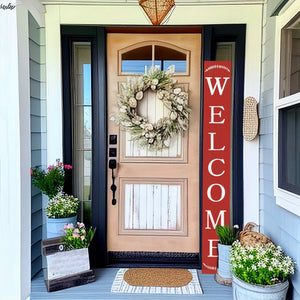 72in Red Outdoor Welcome Sign | Rustic Sign | Front Door, Entryway Decor | Foldable, Portable | UV Protected & Sealed