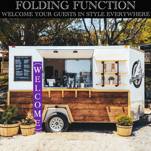 72in Violet Outdoor Welcome Sign | Rustic Sign | Front Door, Entryway Decor | Foldable, Portable | UV Protected & Sealed