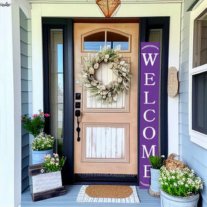 72in Violet Outdoor Welcome Sign | Rustic Sign | Front Door, Entryway Decor | Foldable, Portable | UV Protected & Sealed